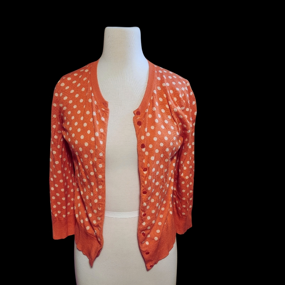 Orangey Peach Polkadot Cardigan